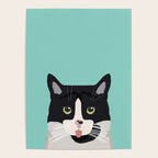 Black and White Cat - cat lady art, cat art, cats, black and white cat Poster Gallery Image 4