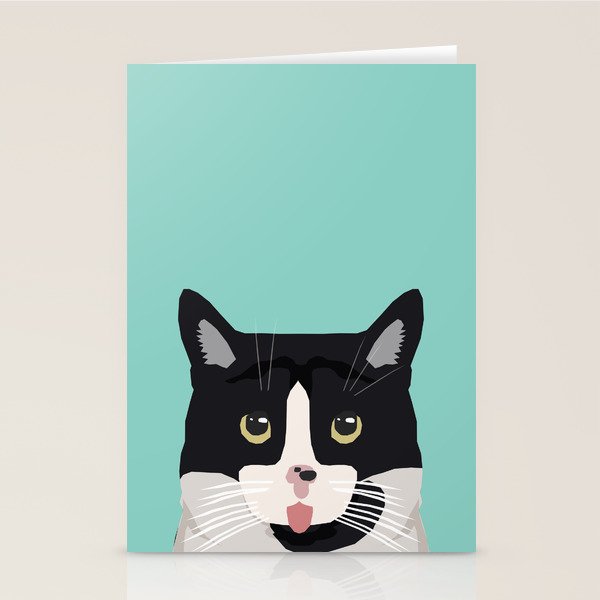 Black and White Cat - cat lady art, cat art, cats, black and white cat Stationery Card Gallery Image 2