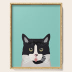 Black and White Cat - cat lady art, cat art, cats, black and white cat Serving Tray Gallery Image 1
