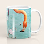 Flamingos on the Beach, Wildlife Surrealism Birds, Nature Flamingo Fantasy Beach Summer Photography Coffee Mug Gallery Image 1