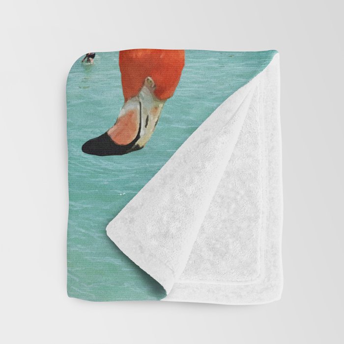 Flamingos on the Beach, Wildlife Surrealism Birds, Nature Flamingo Fantasy Beach Summer Photography Throw Blanket Gallery Image 3