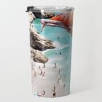 Flamingos on the Beach, Wildlife Surrealism Birds, Nature Flamingo Fantasy Beach Summer Photography Travel Mug Gallery Image 3