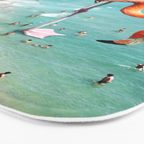 Flamingos on the Beach, Wildlife Surrealism Birds, Nature Flamingo Fantasy Beach Summer Photography Bath Mat Gallery Image 3