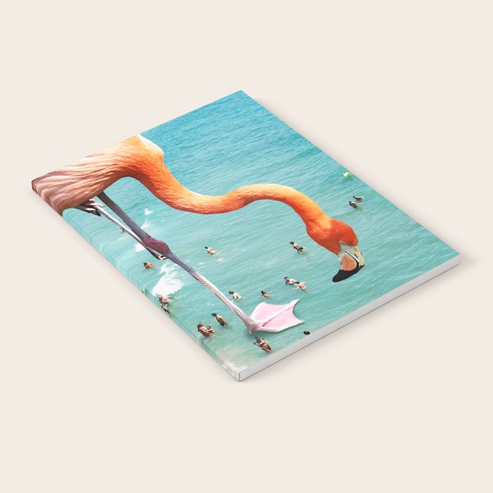 Flamingos on the Beach, Wildlife Surrealism Birds, Nature Flamingo Fantasy Beach Summer Photography Notebook Gallery Image 1