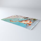 Flamingos on the Beach, Wildlife Surrealism Birds, Nature Flamingo Fantasy Beach Summer Photography Rug Gallery Image 3