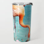 Flamingos on the Beach, Wildlife Surrealism Birds, Nature Flamingo Fantasy Beach Summer Photography Travel Mug Gallery Image 2