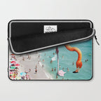 Flamingos on the Beach, Wildlife Surrealism Birds, Nature Flamingo Fantasy Beach Summer Photography Laptop Sleeve Gallery Image 2