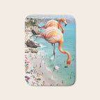 Flamingos on the Beach, Wildlife Surrealism Birds, Nature Flamingo Fantasy Beach Summer Photography Bath Mat Gallery Image 1