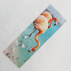 Flamingos on the Beach, Wildlife Surrealism Birds, Nature Flamingo Fantasy Beach Summer Photography Yoga Mat Gallery Image 1