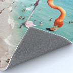 Flamingos on the Beach, Wildlife Surrealism Birds, Nature Flamingo Fantasy Beach Summer Photography Rug Gallery Image 4