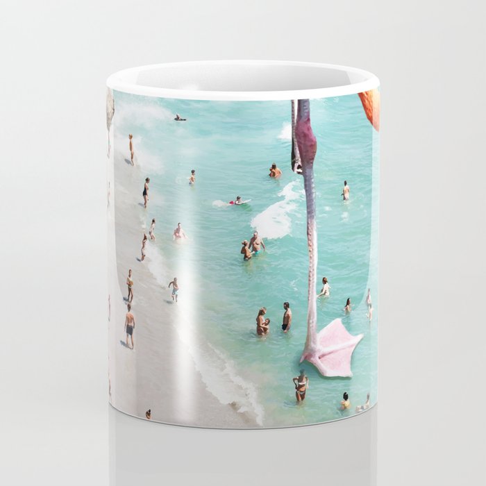 Flamingos on the Beach, Wildlife Surrealism Birds, Nature Flamingo Fantasy Beach Summer Photography Coffee Mug Gallery Image 4