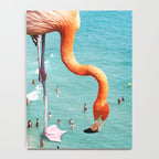 Flamingos on the Beach, Wildlife Surrealism Birds, Nature Flamingo Fantasy Beach Summer Photography Notebook Gallery Image 4