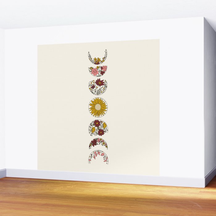 Floral Phases of the Moon Wall Mural Gallery Image 2
