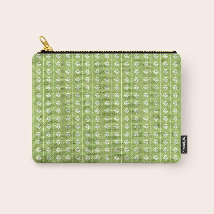 Vintage Cottage Flowers and Stripes Pattern in Light Green Carry All Pouch Gallery Image 1