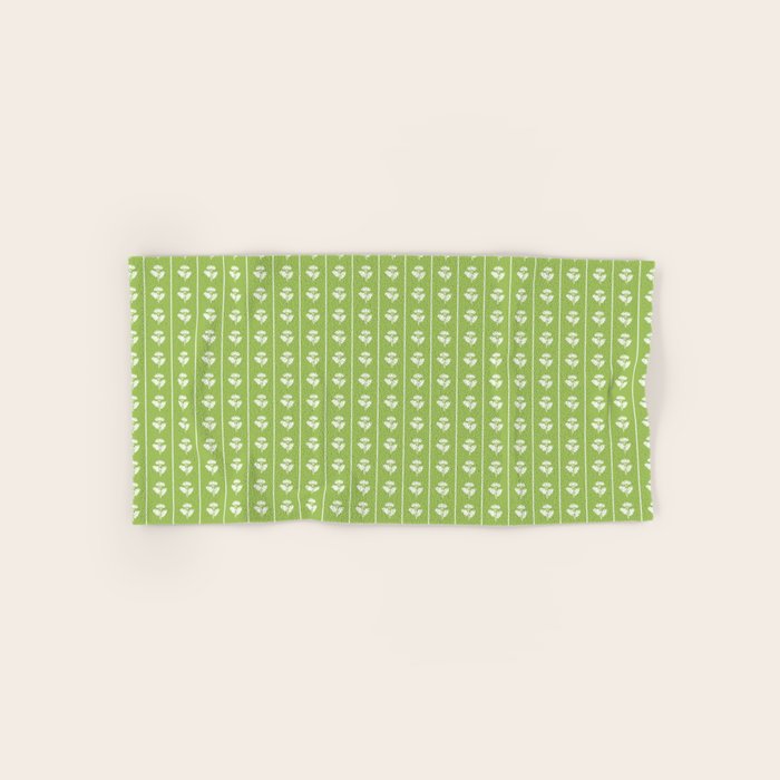 Vintage Cottage Flowers and Stripes Pattern in Light Green Bath Towel Gallery Image 1