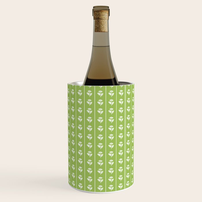 Vintage Cottage Flowers and Stripes Pattern in Light Green Wine Chiller Gallery Image 1