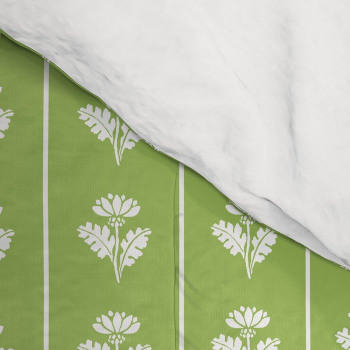 Vintage Cottage Flowers and Stripes Pattern in Light Green Comforter Gallery Image 4