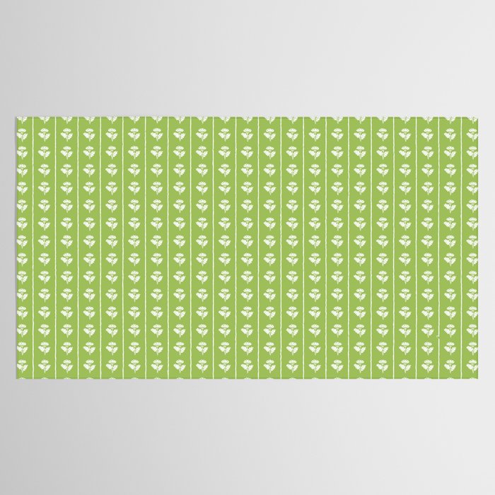 Vintage Cottage Flowers and Stripes Pattern in Light Green Tablecloth Gallery Image 2
