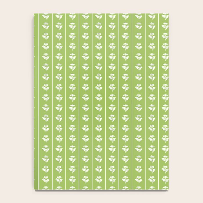 Vintage Cottage Flowers and Stripes Pattern in Light Green Notebook Gallery Image 4