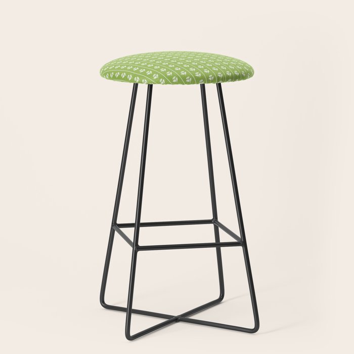 Vintage Cottage Flowers and Stripes Pattern in Light Green Stool Gallery Image 1