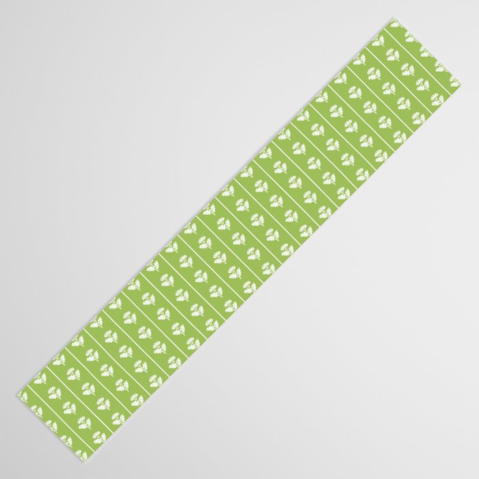 Vintage Cottage Flowers and Stripes Pattern in Light Green Table Runner Gallery Image 3