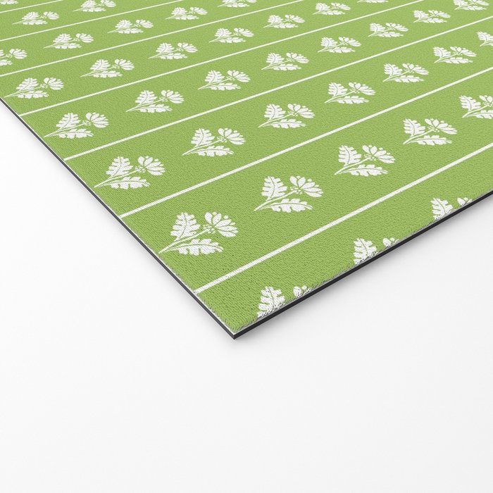 Vintage Cottage Flowers and Stripes Pattern in Light Green Welcome Mat Gallery Image 2