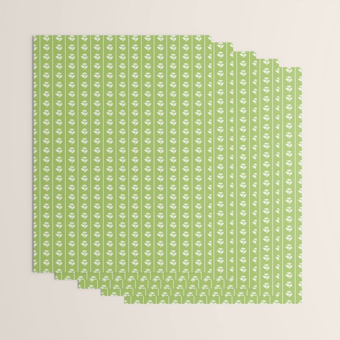Vintage Cottage Flowers and Stripes Pattern in Light Green Wrapping Paper Gallery Image 3