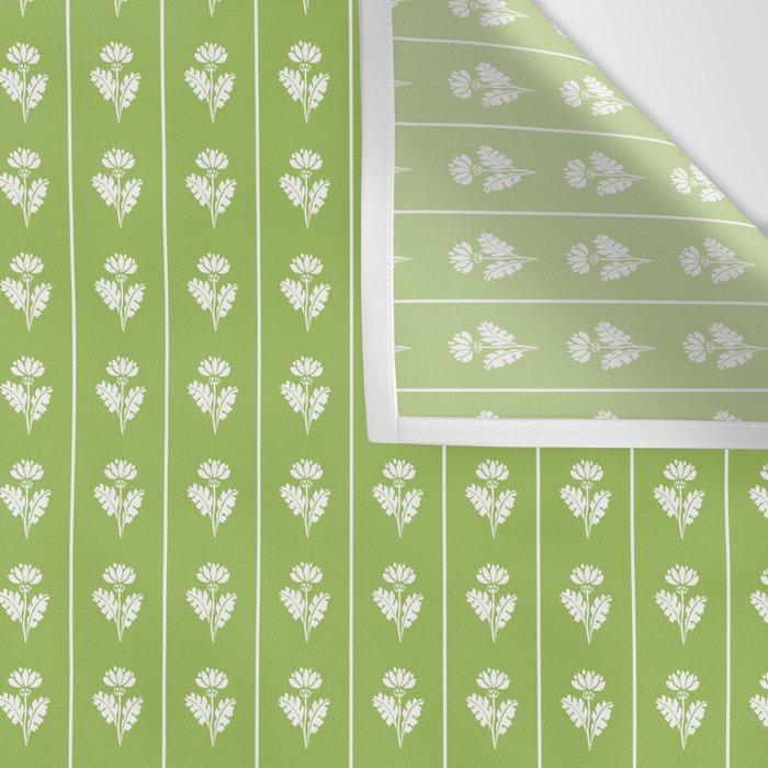 Vintage Cottage Flowers and Stripes Pattern in Light Green Wall Tapestry Gallery Image 3