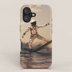 Space Surfer - Futuristic Surf Photo Art Print - Astronaut Riding a Wave iPhone Case Gallery Image 1