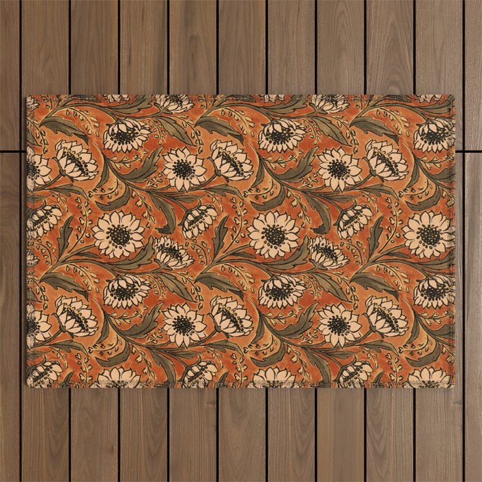 Sunflowers - Rust Outdoor Rug Gallery Image 1