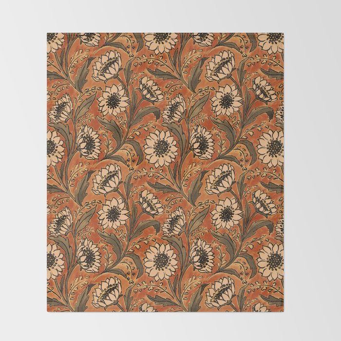 Sunflowers - Rust Throw Blanket Gallery Image 2