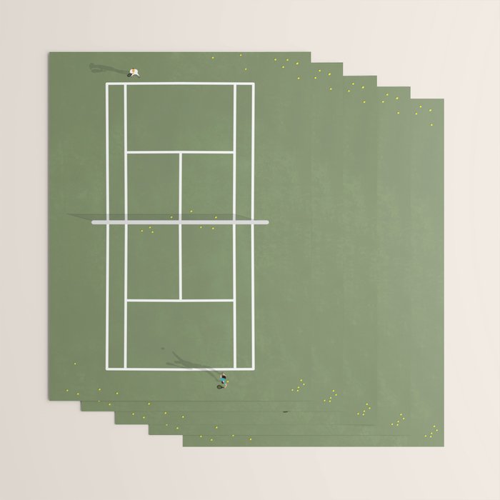 Tennis Court From Above | Illustration  Wrapping Paper Gallery Image 3