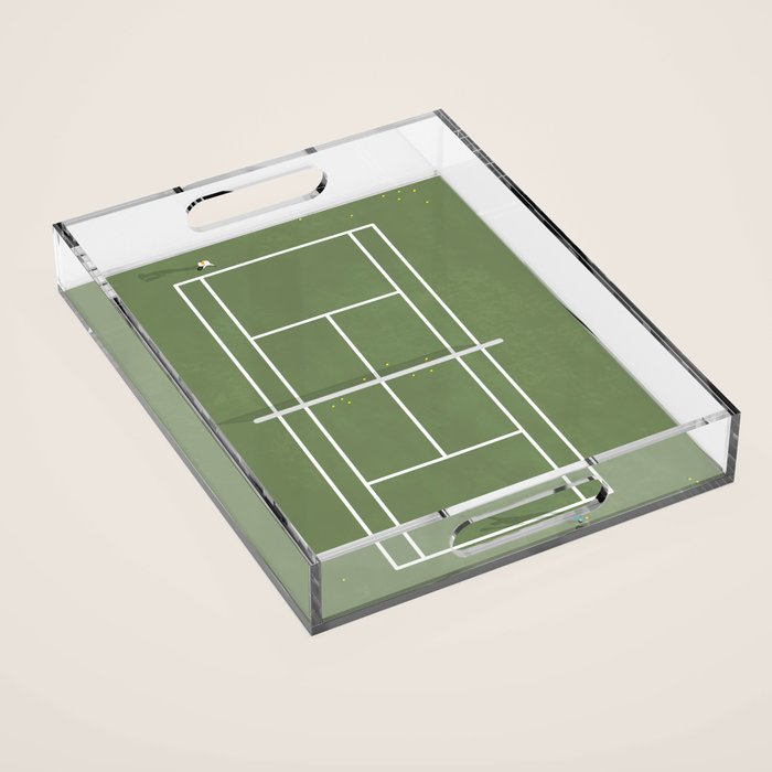 Tennis Court From Above | Illustration  Acrylic Tray Gallery Image 1