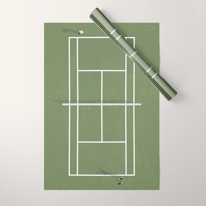 Tennis Court From Above | Illustration  Wrapping Paper Gallery Image 1