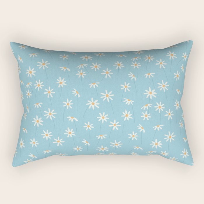 Daisy Blue Rectangular Pillow Gallery Image 1