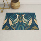 Art Deco Herons - Blue Rug Gallery Image 1