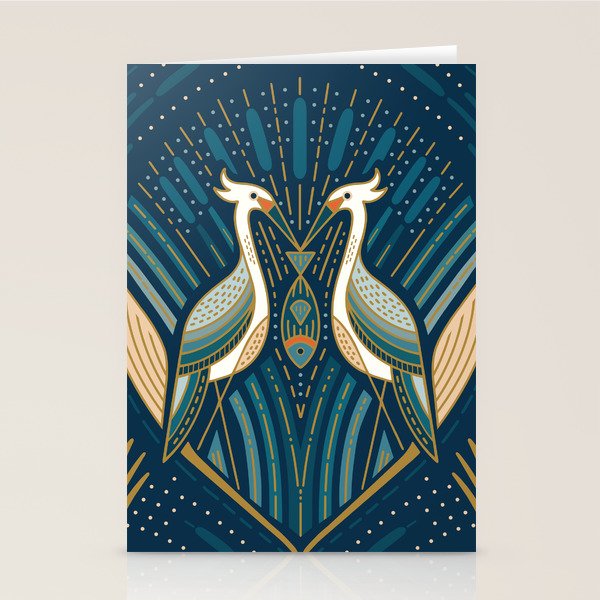 Art Deco Herons - Blue Stationery Card Gallery Image 2