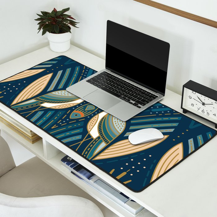 Art Deco Herons - Blue Desk Mat Gallery Image 2