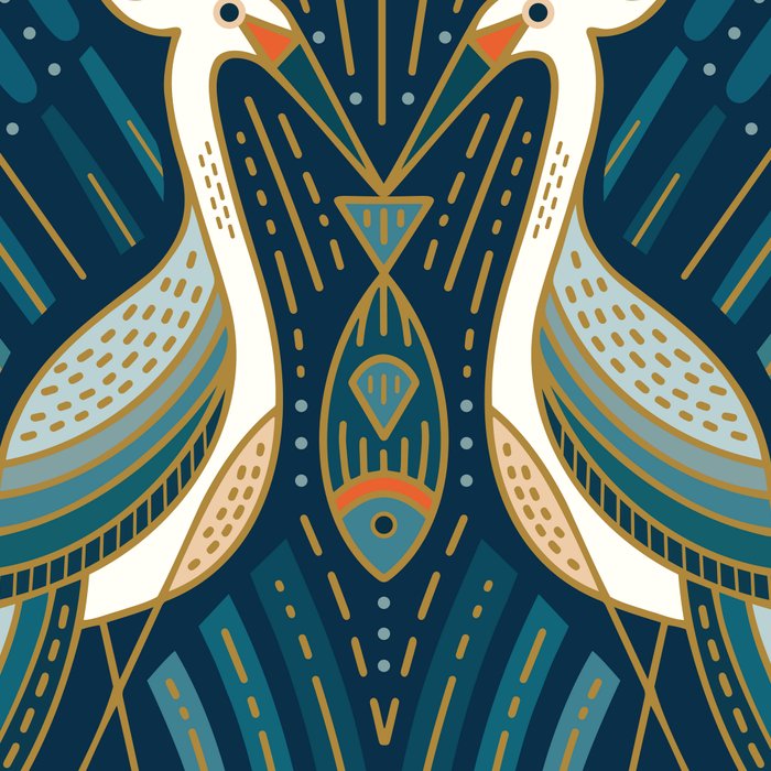 Art Deco Herons - Blue Coffee Mug Gallery Image 2