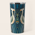 Art Deco Herons - Blue Travel Mug Gallery Image 1