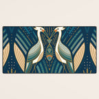 Art Deco Herons - Blue Desk Mat Gallery Image 3