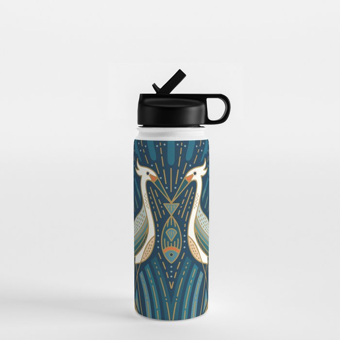 Art Deco Herons - Blue Water Bottle Gallery Image 1
