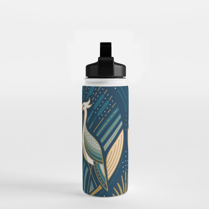 Art Deco Herons - Blue Water Bottle Gallery Image 2