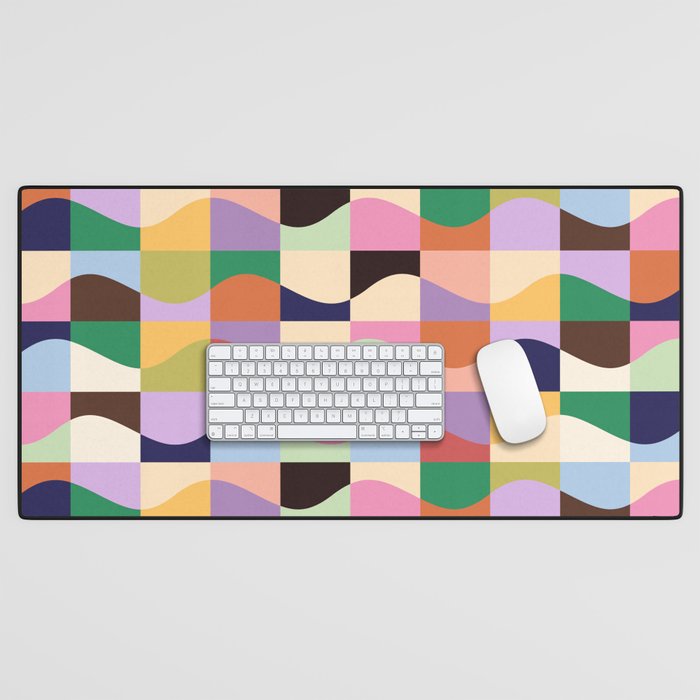 Retro Colorful Wavy Checkerboard Desk Mat Gallery Image 1