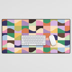 Retro Colorful Wavy Checkerboard Desk Mat Gallery Image 1