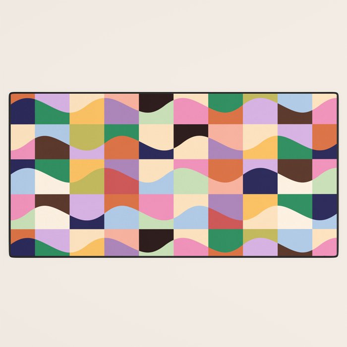 Retro Colorful Wavy Checkerboard Desk Mat Gallery Image 3