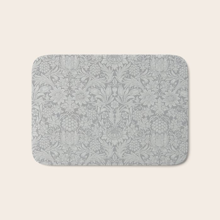 William Morris Pure Sunflower Dove Grey Vintage Pattern Bath Mat Gallery Image 1