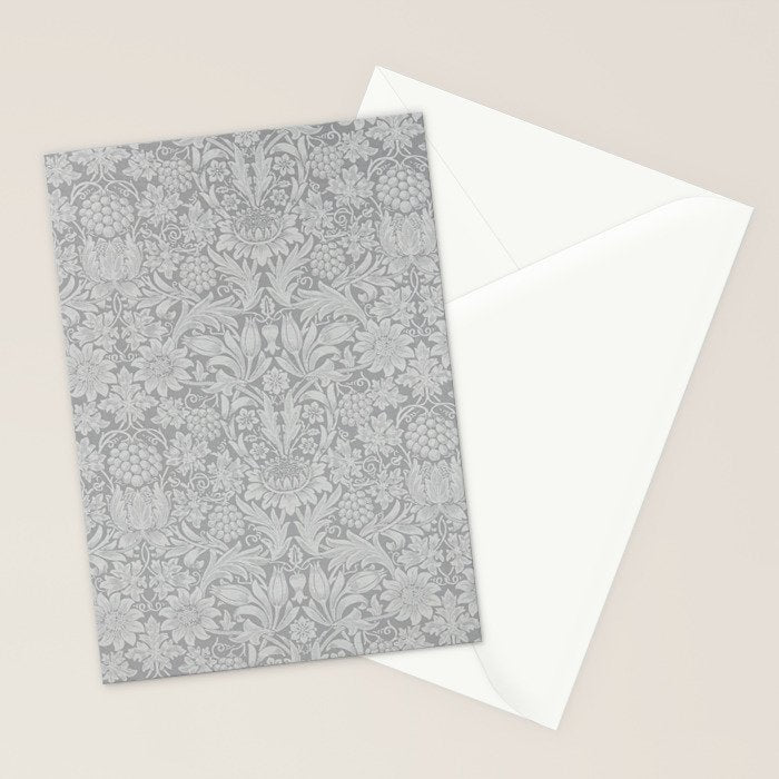 William Morris Pure Sunflower Dove Grey Vintage Pattern Stationery Card Gallery Image 2