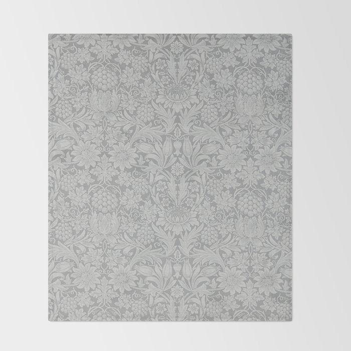 William Morris Pure Sunflower Dove Grey Vintage Pattern Throw Blanket Gallery Image 2