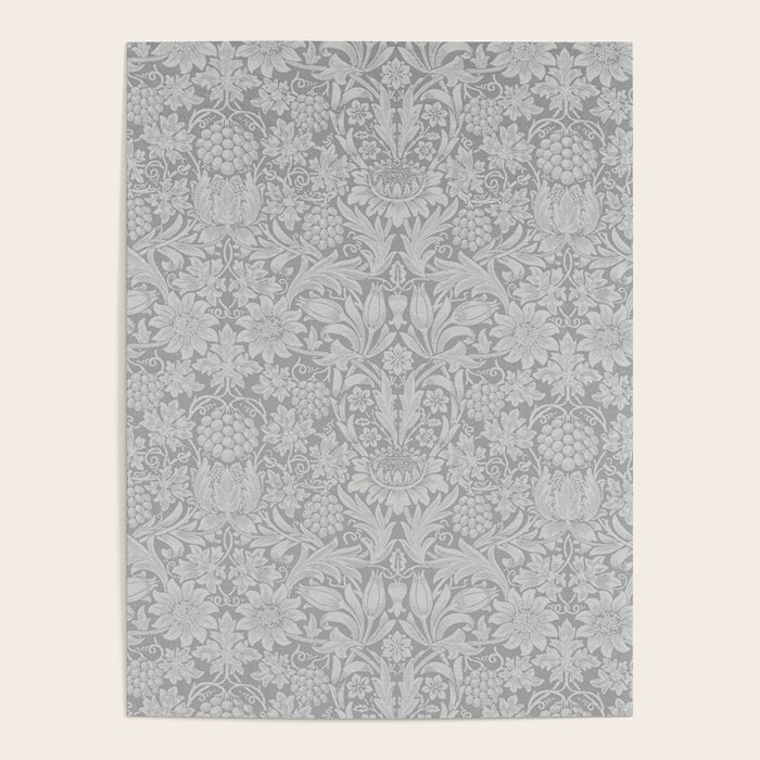 William Morris Pure Sunflower Dove Grey Vintage Pattern Poster Gallery Image 4